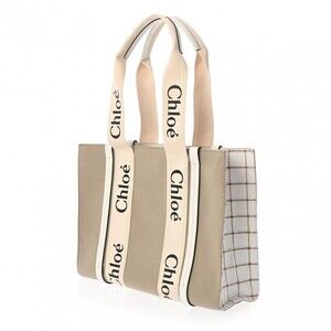 Chloe Bag Woody Tote Nylon Beige Khaki Green Canvas
